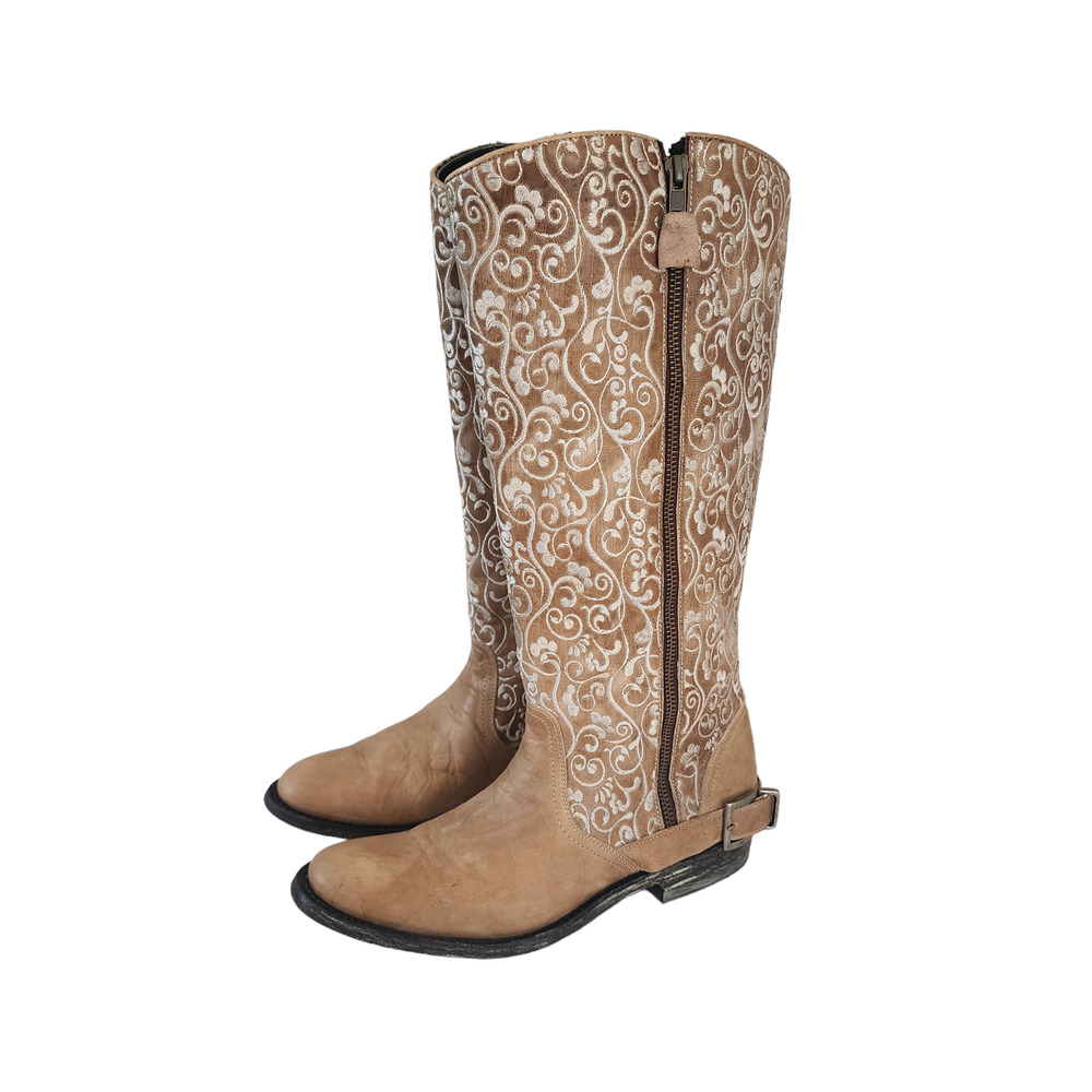 Old Gringo Boots Ivory Beige Sz 8B Cowboy Festival Summer Wedding Rare